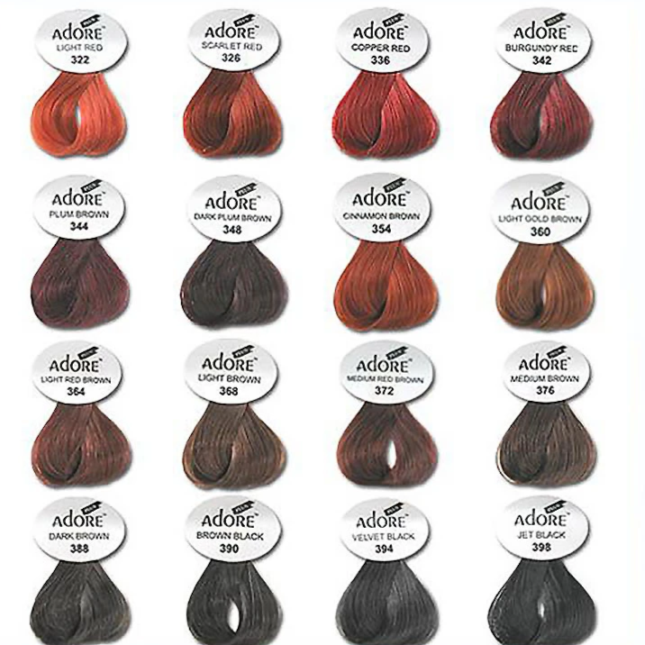 red brown hair color chart