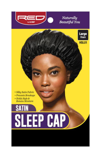 Donna Sleep Cap, Satin, Black, Large 1 cap