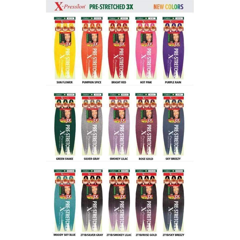 XPRESSION (X-PRESSION) PRE-STRETCHED-ULTRA-BRADING HAIR-ALL  COLOURS-46-160gm!!!