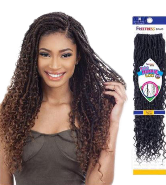 FreeTress Synthetic Hair Crochet Braids 2X Soft Faux Loc Curly 12 (6-Pack,  1B)
