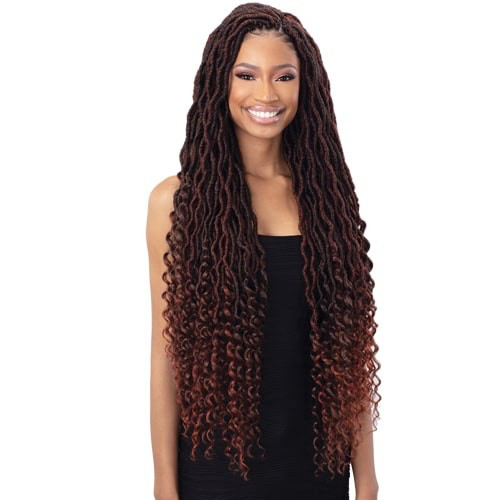 6 Packs Goddess Faux Locs Crochet Hair 18 Inches Pre Looped Wavy Gypsy Locs  Crochet Braids Dreadlocks 3 Tone Curly Wavy Twist Braiding Hair Extensions  24 Strands African Roots Braid（#1B/30/27) : 